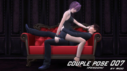 A sim couple posing on a sofa with the female sim on top of male sim and trying to cover his face. 